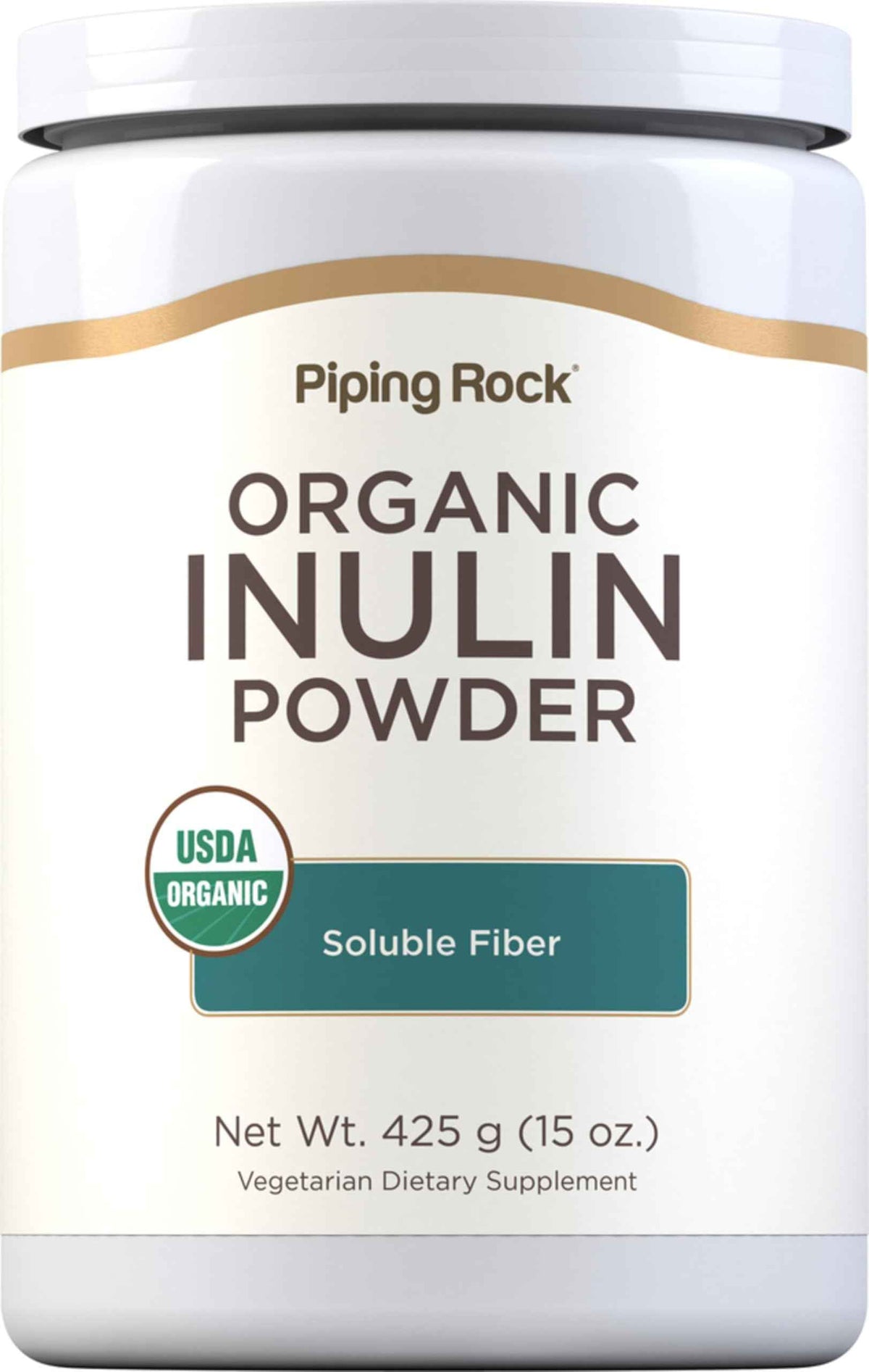 Piping Rock Organic Inulin Powder - 15 oz - Soluble Fiber Supplement - FOS Powder - Vegetarian, Non-GMO, Gluten Free