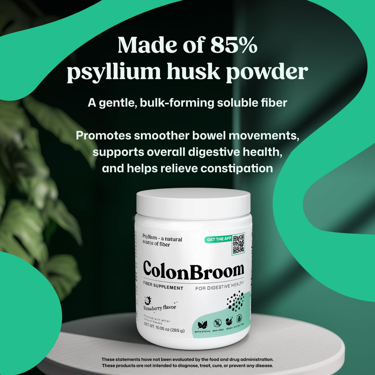 ColonBroom Psyllium Husk Powder - Colon Cleanse for Bloating Relief & Gut Health - Fiber Powder Drink - Easy to Mix - Vegan, Gluten Free, Non-GMO - Strawberry (100 Servings)