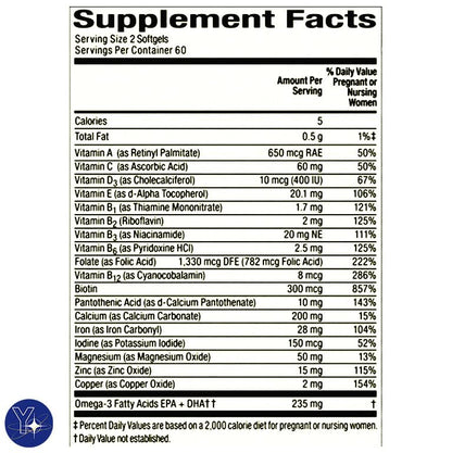 Mini Prenatal Multi + DHA Complete Multivitamin/Multimineral Supplement Spring Valley