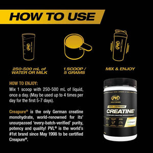 PVL Creapure Creatine - 100% Pure German Creatine Monohydrate Powder-Pharmaceutical Grade Muscle Building Supplement for Strength Training, Pre Workout & Post Workout Protein Support–410g 82 Servings