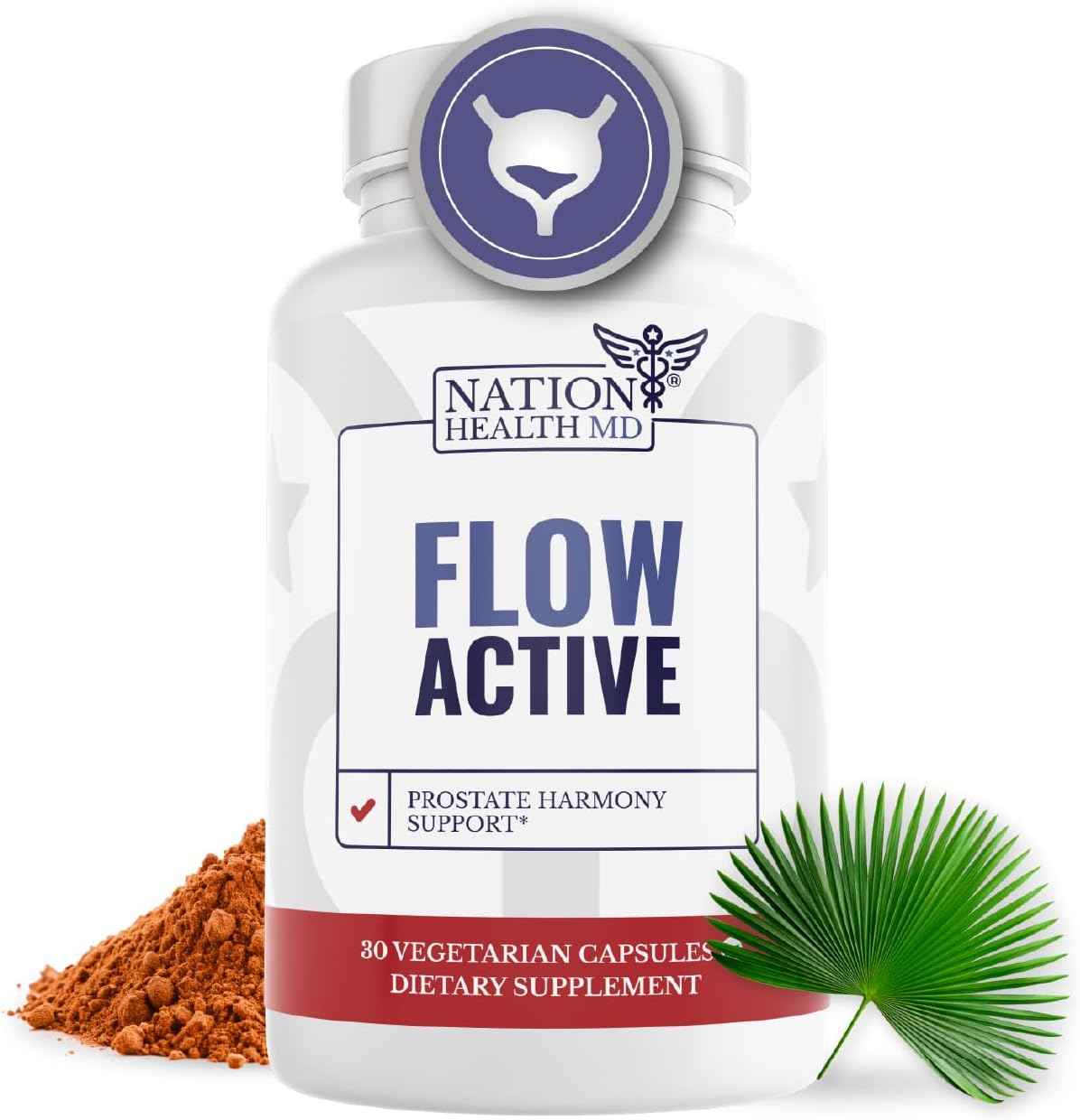 Flow Active - Prostate Health Supplements for Men - Advanced Prostate & Bladder Support, Saw Palmetto, Selenium & Pygeum. 30 Days Supply. 30 Capsules