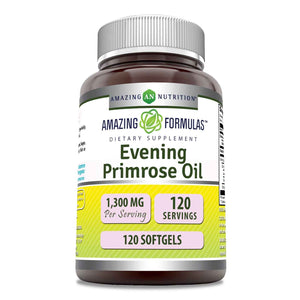 Amazing Formulas Evening Primrose Oil 1300mg, 10% GLA, Softgels Supplement - Hexane Free Cold Pressed Oil - Non-GMO - Gluten Free (250 Count)