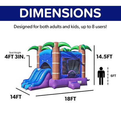 HeroKiddo 14’x18’ Enchanted Forest Inflatable Bounce House with Dual Lane Slide Combo, Built-in Basketball Hoop and Blower, 14.5' Tall Commercial PVC Jumper for Kids and Adult, Indoor & Outdoor