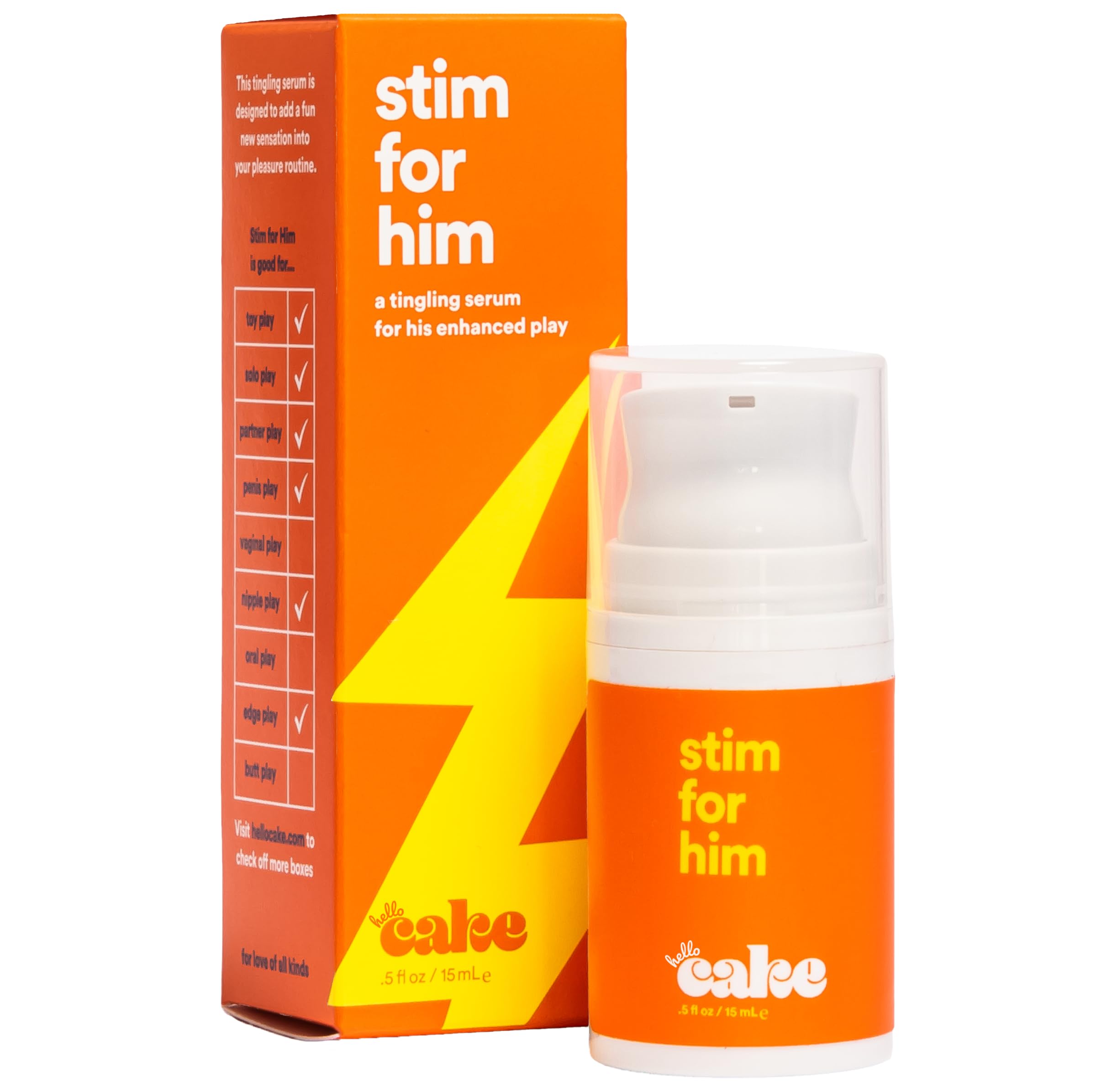 Hello Cake Stim for Him, Stimulating Arousal Serum for Men, 0.5 fl oz