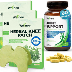 Wellnee Knee & Joint Wellness Bundle - Herbal Patches (30 pcs) & Support Capsules (90 servings)