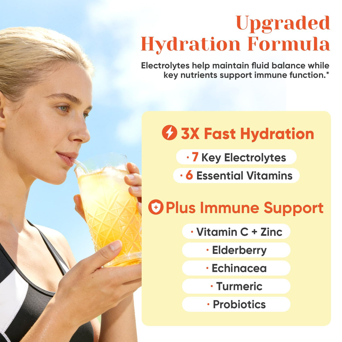 Venture Pal 2-in-1 Hydration + Immune Electrolytes Powder Packets with 7 Electrolytes & 6 Vitamins, Elderberry, Turmeric, Echinacea - Liquid Daily IV Drink Mix