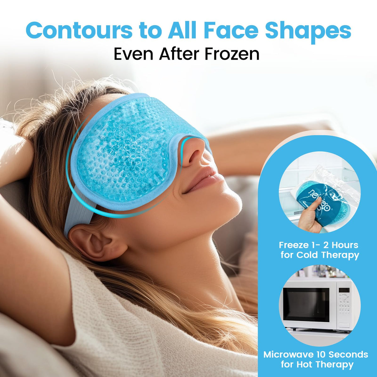 NEWGO Cooling Eye Mask – Cold Ice Pack for Puffy Eyes, Dark Circles, Headache & Stress Relief (Blue)