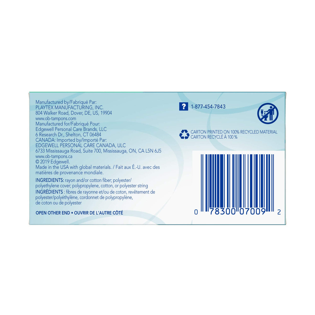o.b. Tampons | Non-Applicator Tampon, Unscented | Super Tampon, 40ct