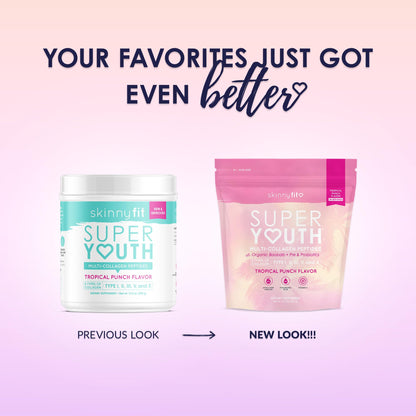 SkinnyFit Super Youth Tropical Punch Multi-Collagen Peptides + Probiotics, Baobab Fiber