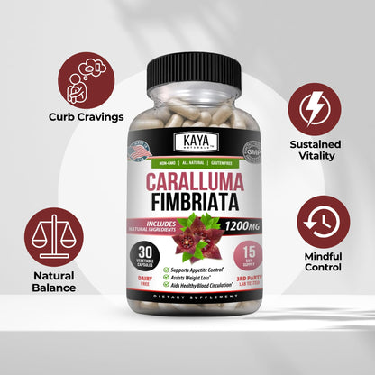 Kaya Naturals - Caralluma Fimbriata 1200mg High Potency Supplement | Maximum Strength Natural Endurance Support, Vegetarian Capsules (30 Count)