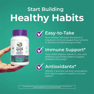 MARYRUTH'S Organics Kids Immune Support Gummies - USDA Organic - Vitamin C, Zinc, and Elderberry Gummies for Kids - Immune Support for Ages 4+ - Vegan - Non-GMO - Gluten Free - 60 Count