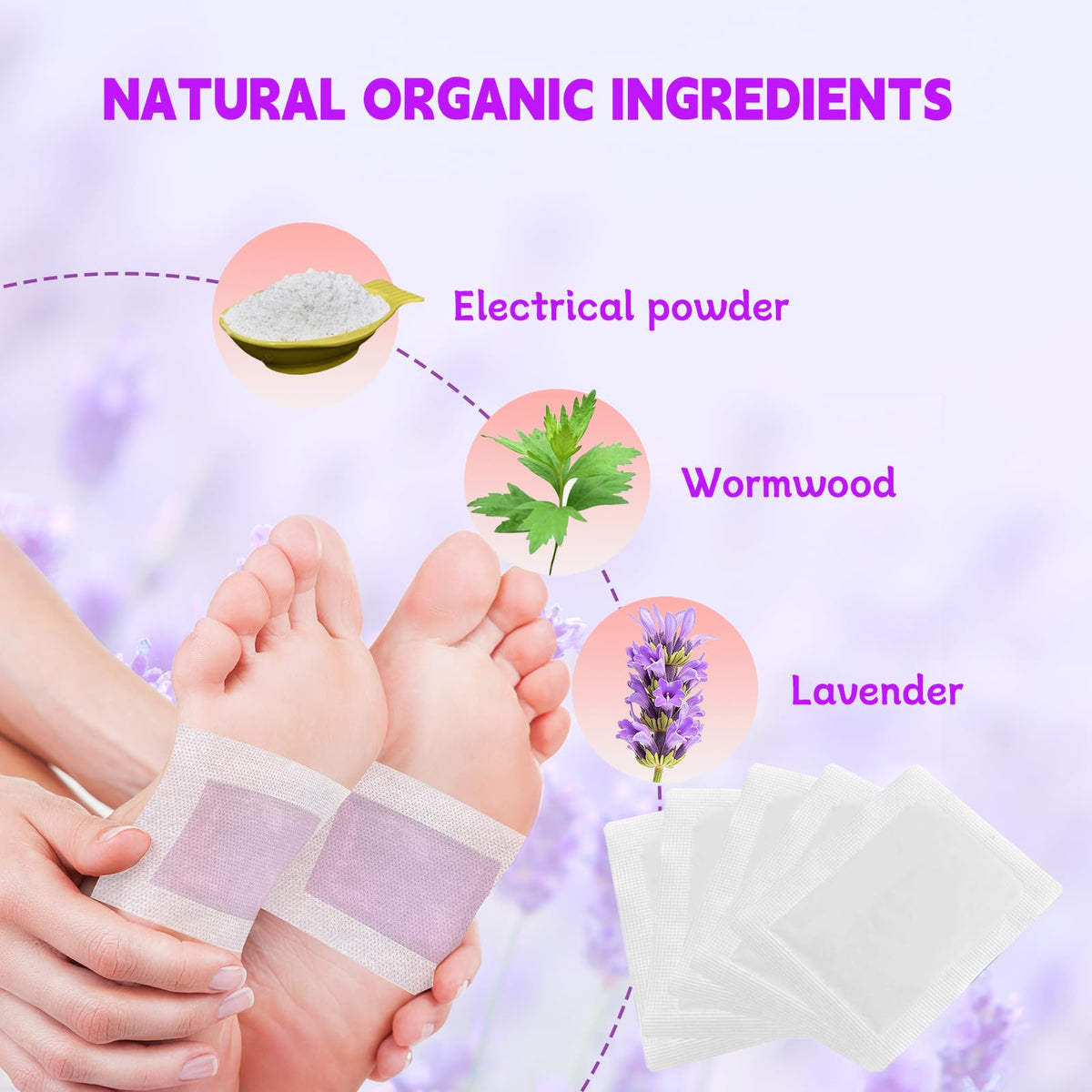 WOOWRUIER 48 Pack Lavender Foot Pads for Home & Travel Use