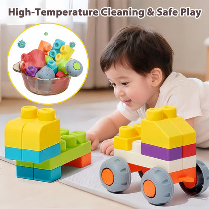 83 PCS STEM Soft Building Blocks Set for Toddlers 18 Months+, Large Construction Stacking Blocks with Storage Box, Educational Preschool Toy to Develop Creativity, Imagination and Fine Motor Skills