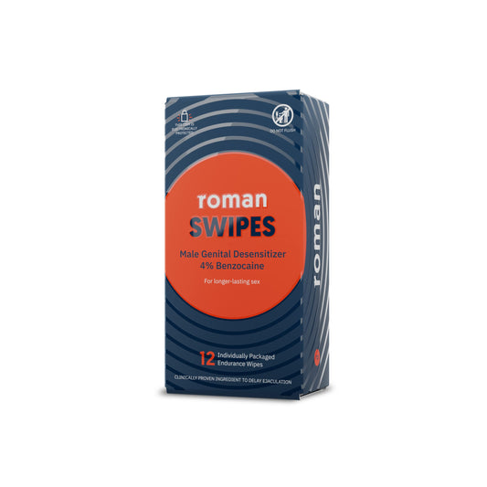 Ro Swipes | Fast-Acting, Convenient, Over-The-Counter Wipes Increase Stamina, Formulated with 4% Benzocaine, Features Discreet Packaging | 12-Pack