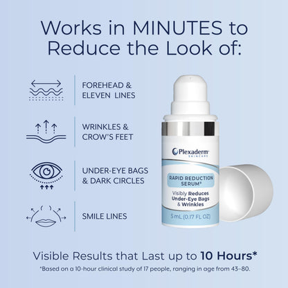 Plexaderm Rapid Reduction Eye Serum - Instant Results for Under-Eye Bags, Wrinkles & Dark Circles (Pump)