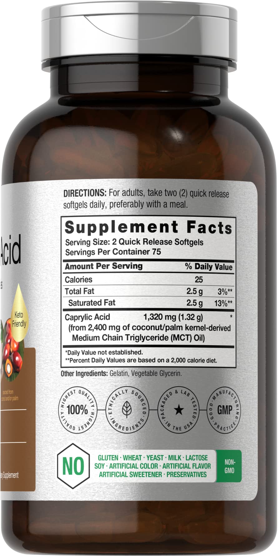 Horbaach Caprylic Acid Supplement 1320mg | 150 Softgel Capsules