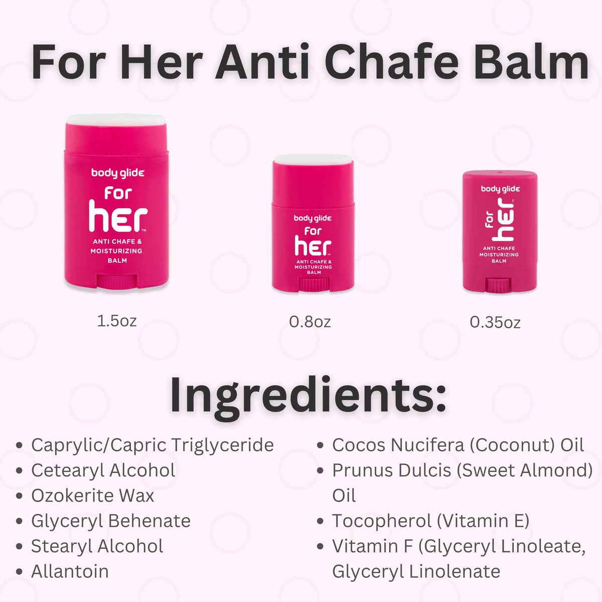Body Glide For Her Anti Chafe Balm - Chafing stick with added emollients - Great for dry
