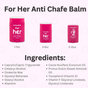 Body Glide For Her Anti Chafe Balm - Chafing stick with added emollients - Great for dry