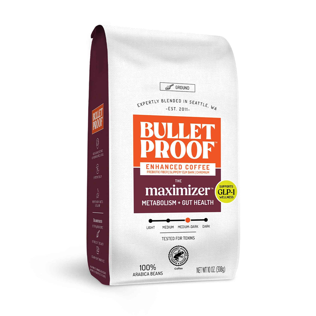 Bulletproof High Achiever Mushroom Coffee Grounds with Lion's Mane, B Vitamins & Adaptogens, Energy and Focus, Medium-Dark Roast, 10 oz