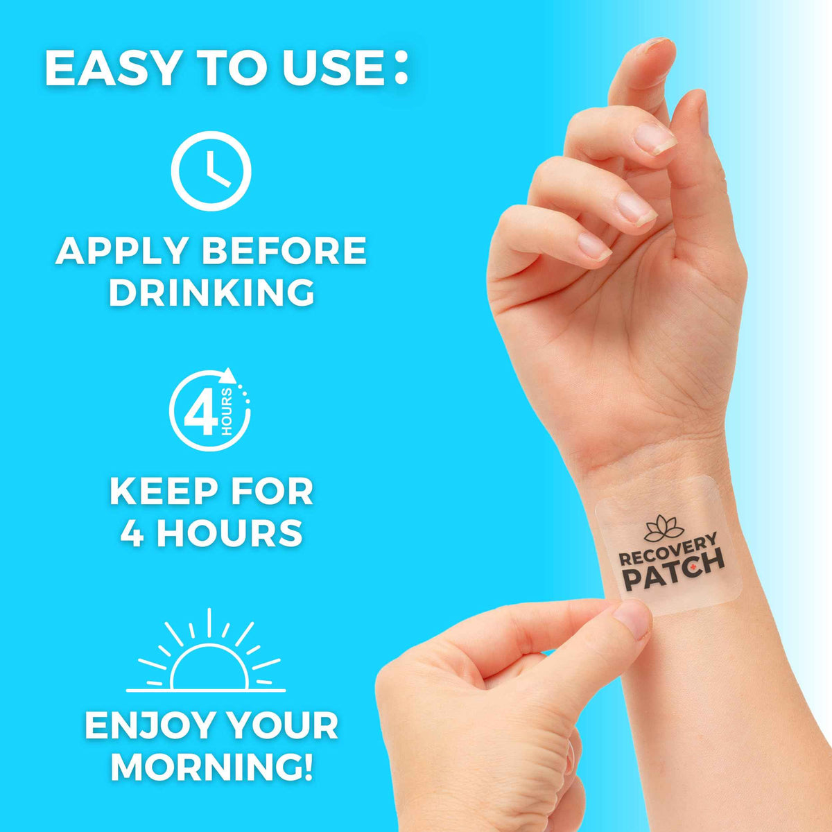 Party - Wake Up Refreshed & Energized - 100% Natural Ingredients Patch, Individually Wrapped, Skin-Friendly & Waterproof, Enhanced Morning Formula - 10 Pack