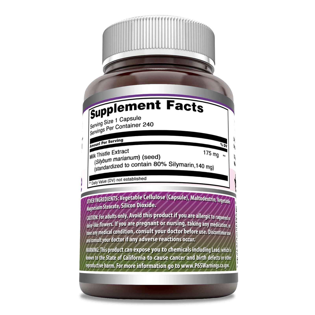 Amazing Formulas Milk Thistle Supplement - 175 Mg per Serving - 120 Capsules - Non-GMO - Gluten-Free - Made in USA