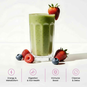 SuperGreens Powder, 40+ Organic Superfoods, Probiotics & Enzymes for Energy, Digestion, Gut Health & Bloating - Organic Fruit & Veggie Drink Mix, Daily Green Juice Smoothie Blend, Spinach, Noni Plus