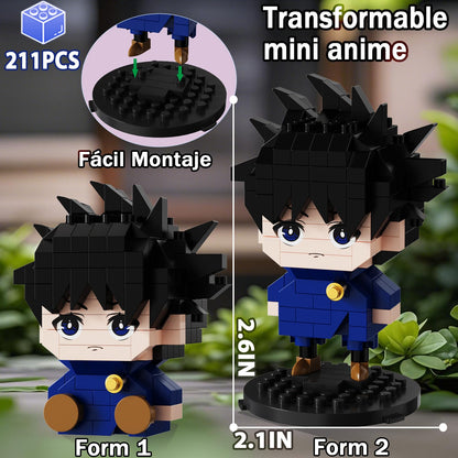 5 JJK Jujutsu Battle Figures Building Blocks Set, 2IN1 Sitting&Standing Cute Popular Spell Kaisen Characters Brick Micro Headz, Japanese Manga Merch Ideal Valentine's Day Gift for Adult Teen 961PCS