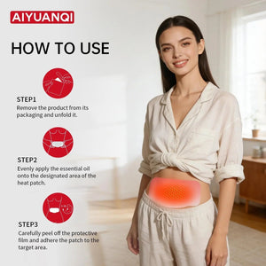 AIYUANQI 3PCS Menstrual Cramps Herbal Heating Patches for Pain Relief, Self-Heating Mugwort Patches, Full Abdomen Cover and Skin-friendly Comfortable, Rapid Heating and Keep Warm, Ideal Gift for Women