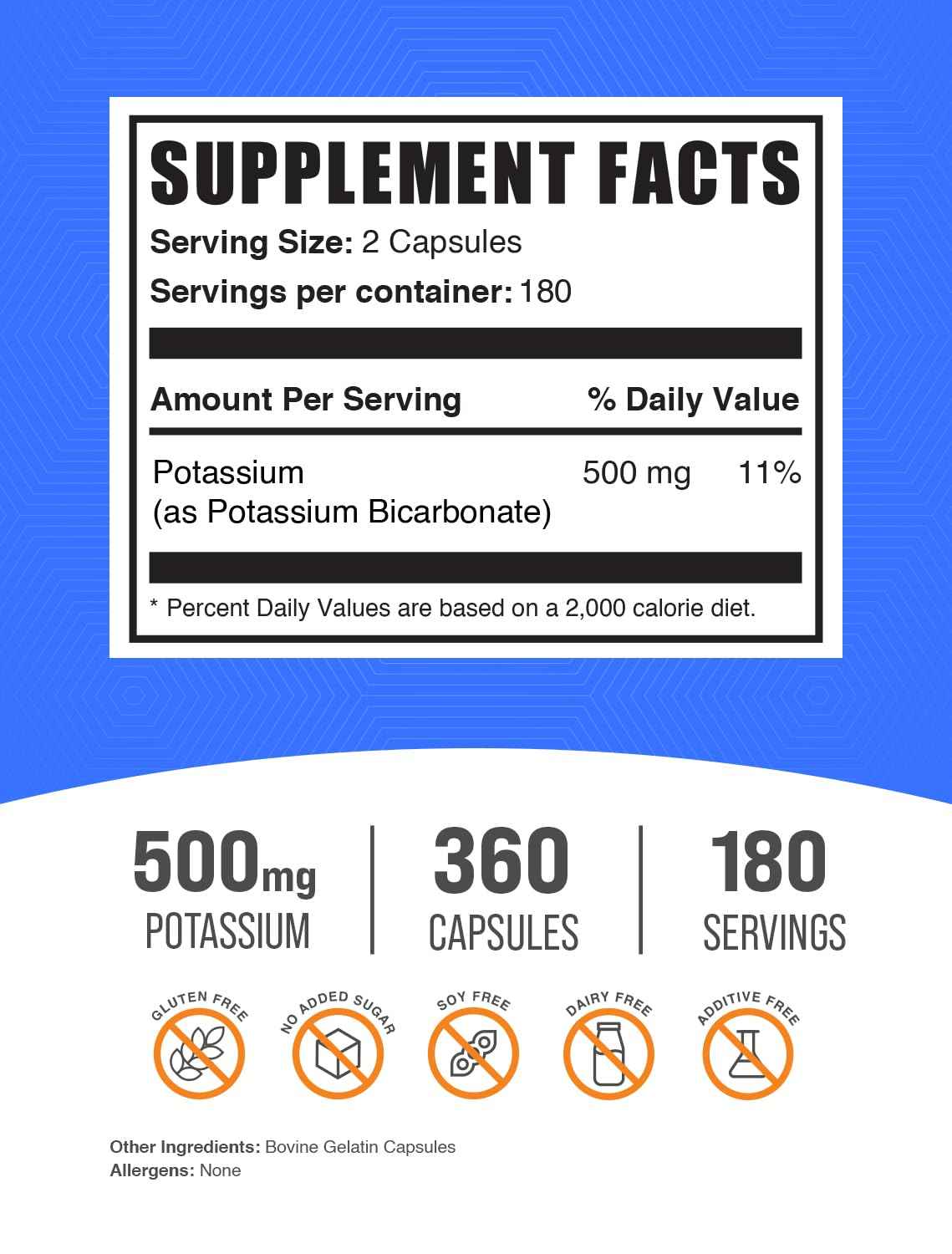 BulkSupplements.com Potassium Citrate Capsules - Mineral Supplement, Potassium Citrate 99mg - Gluten Free, 1 Capsule per Serving, 500 Count (Pack of 1)