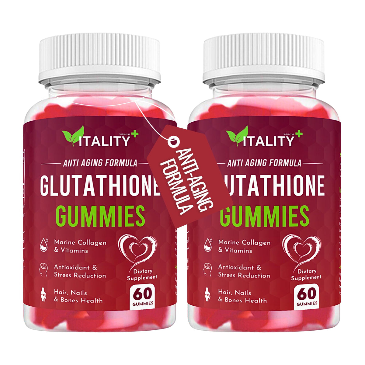 2 Pack Glutathione Gummies | with Marine Collagen | 1050mg per Serving | Antioxidant Support