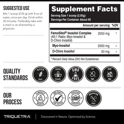 Femositol Myo-Inositol & D-Chiro Inositol Complex Supplement - Clinically Validated 40:1 Ratio (Vitamin B8) - Hormonal Balance & Healthy Ovarian Function Support (90 Capsules - 30 Servings)