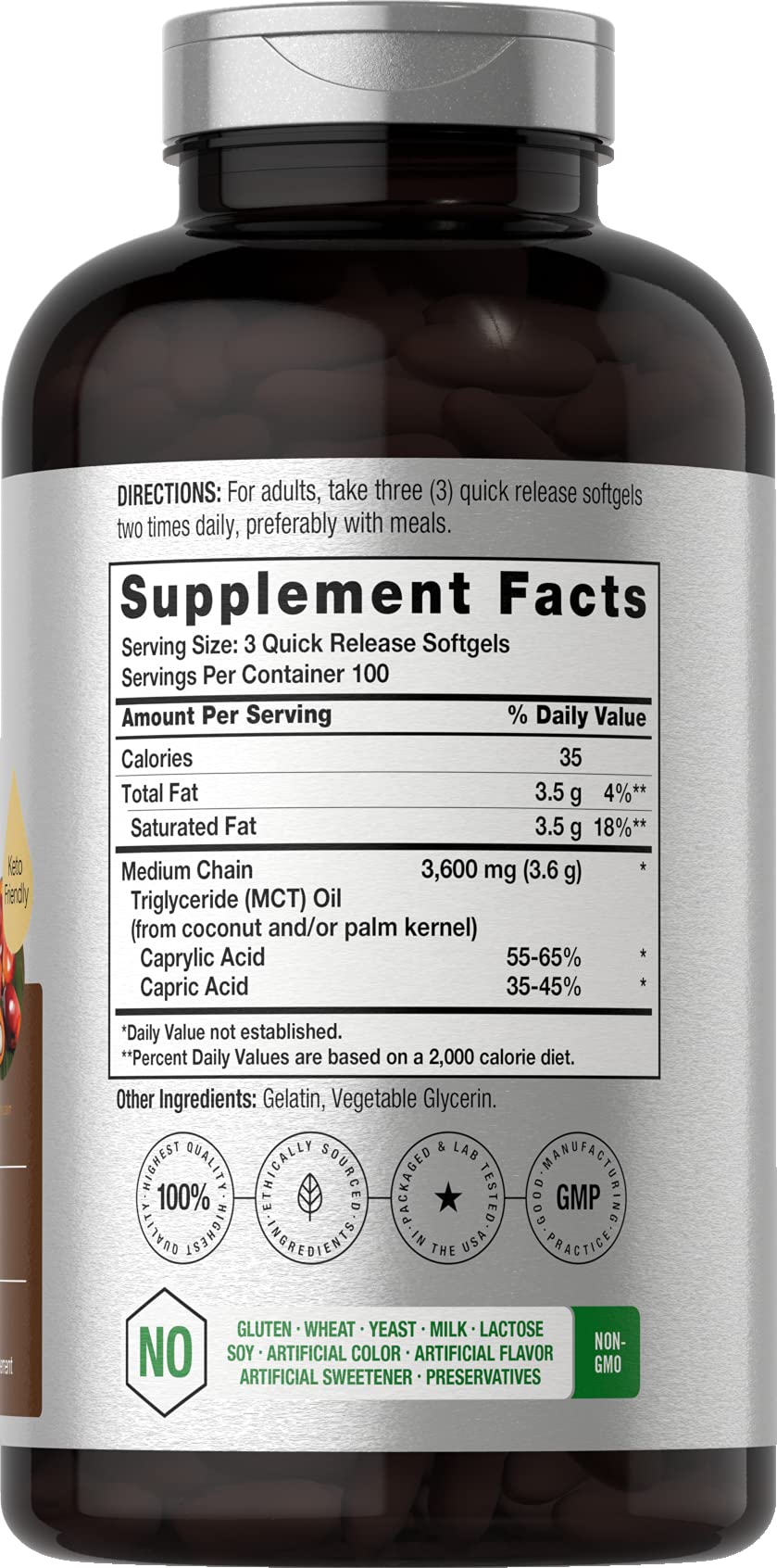 Horbäach MCT Oil Supplement | 3600mg | 300 Softgels