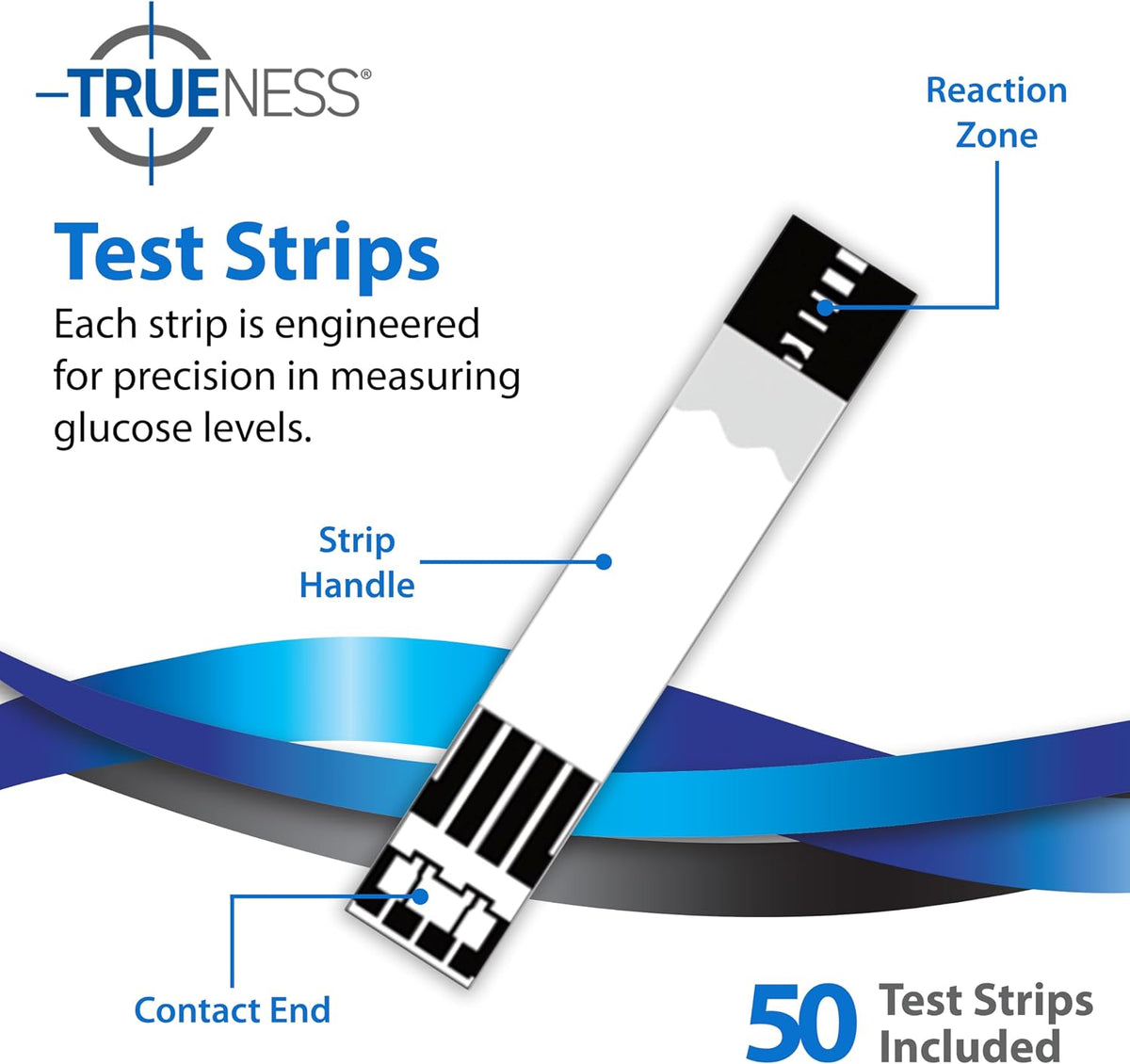 TRUENESS Blood Glucose Test Strips, 50 Count - Blood Glucose Test Strips Compatible with TRUENESS Family of Self Monitoring Blood Glucose Meters, Fast 5 Second Results