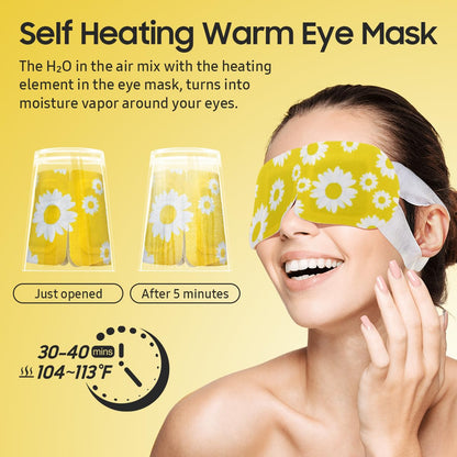 BeHoomi Self Heating Steam Eye Mask – Chamomile Scented Warm Compress Heated Eye Mask for Sleep, Spa & Relaxation (20 Pack)