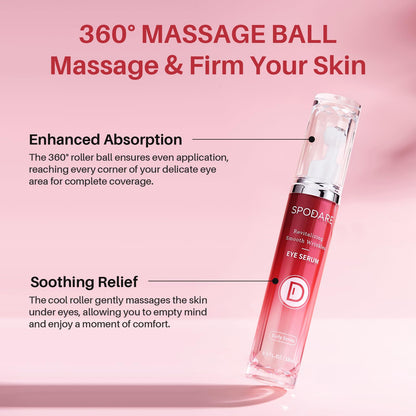 SPODARE Caffeine & Retinol Eye Serum with 360° Massage Ball - Under Eye Roller for Dark Circles, Puffiness & Wrinkles (0.5 fl. oz.)