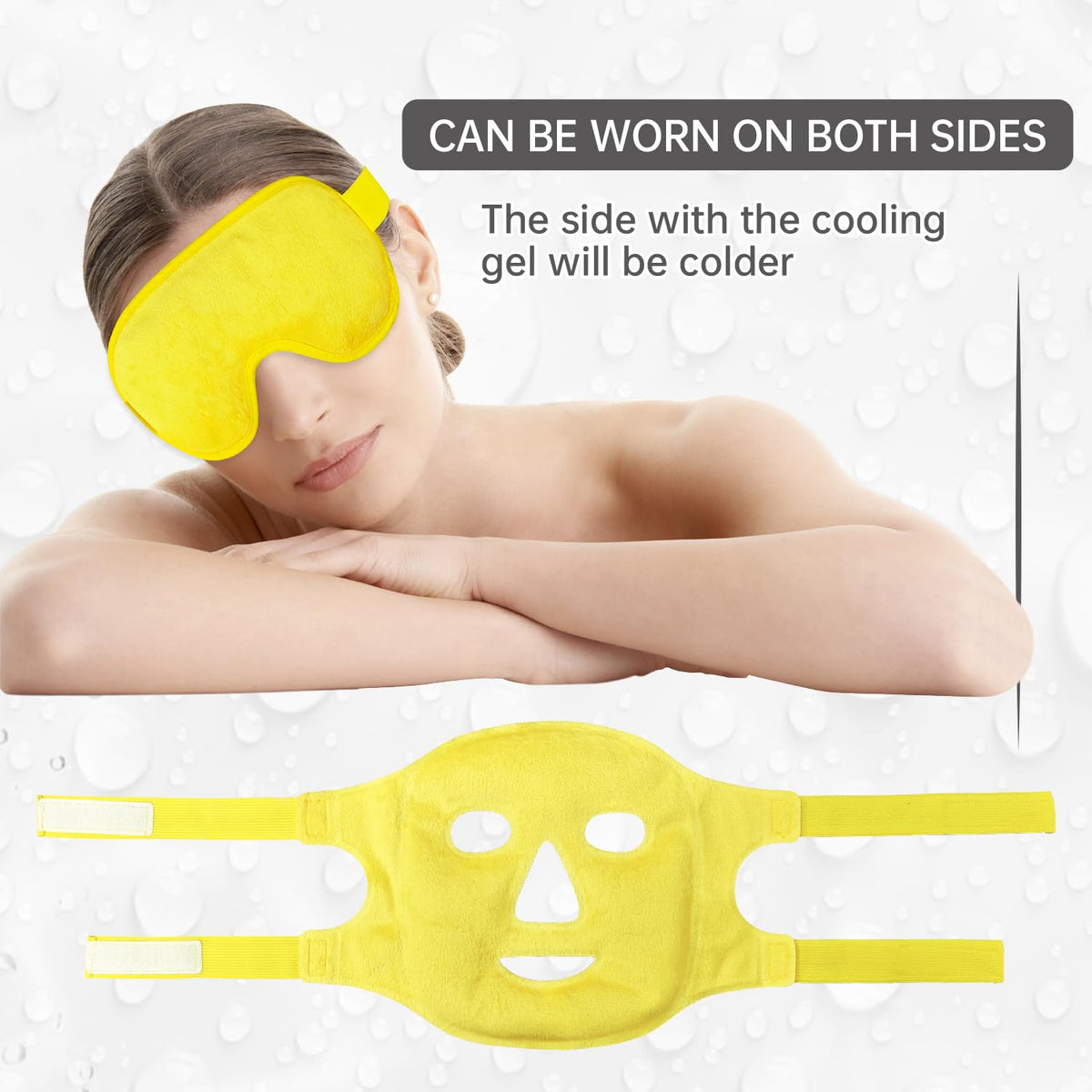 ZNÖCUETÖD Eye & Face Ice Mask (Lemon Yellow) – Cooling Gel Pack for Puffiness, Dark Circles, Migraine Relief & Sinus Pain | Soft Plush Backing