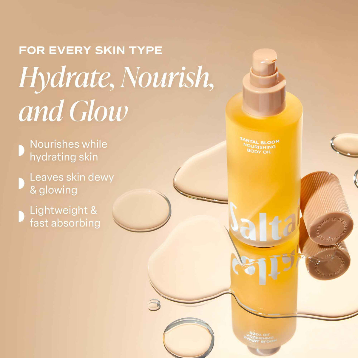 Saltair Body Oil - Luxurious Santal Bloom After Shower and Bath Oil for Women and Men. Botanical, Non-Greasy