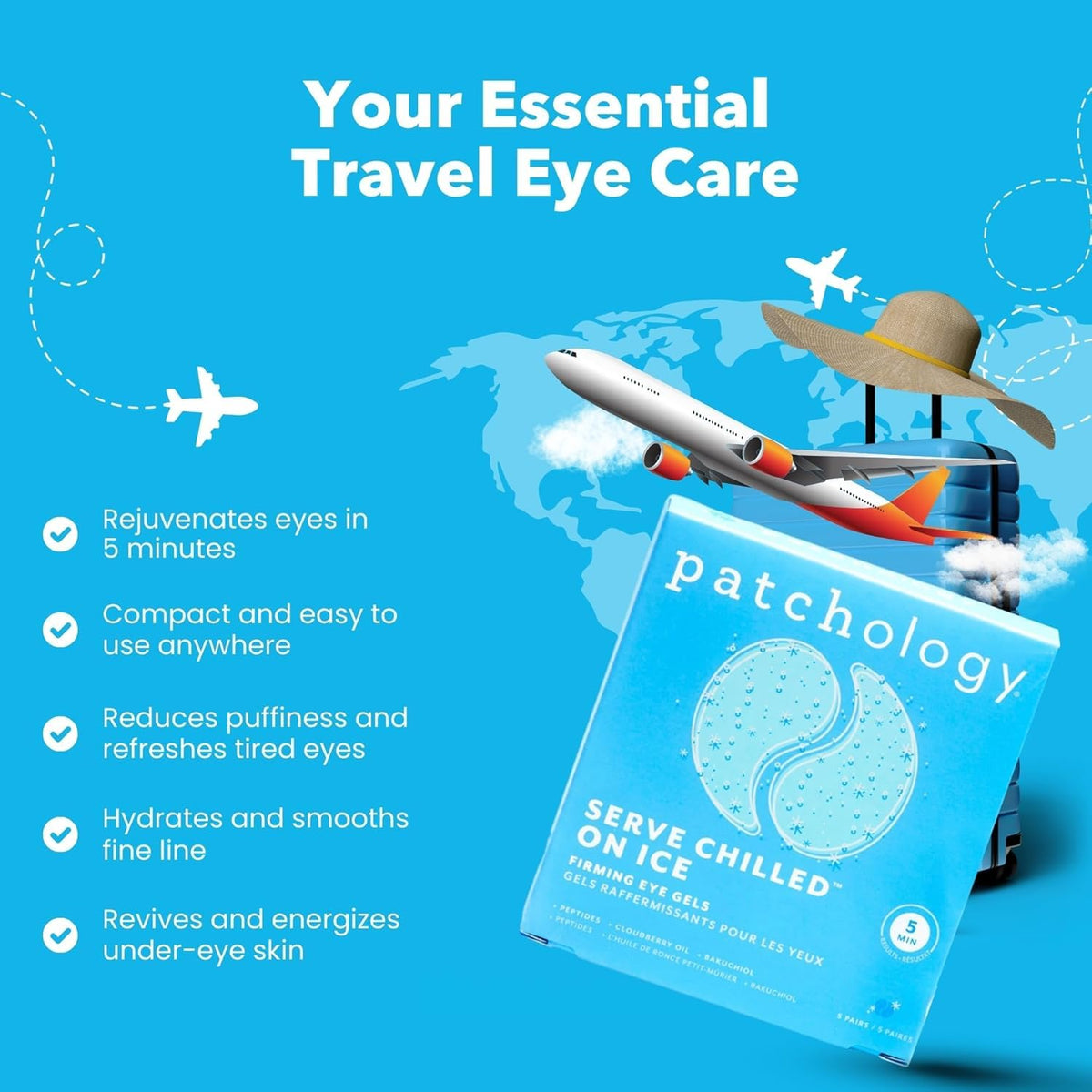 Patchology Iced Cooling Under Eye Mask Patches – Peptides, Cloudberry Oil & Bakuchiol – Firming Hydrating Eye Gels for Fine Lines, Puffiness & Dark Circles – 5 Pairs
