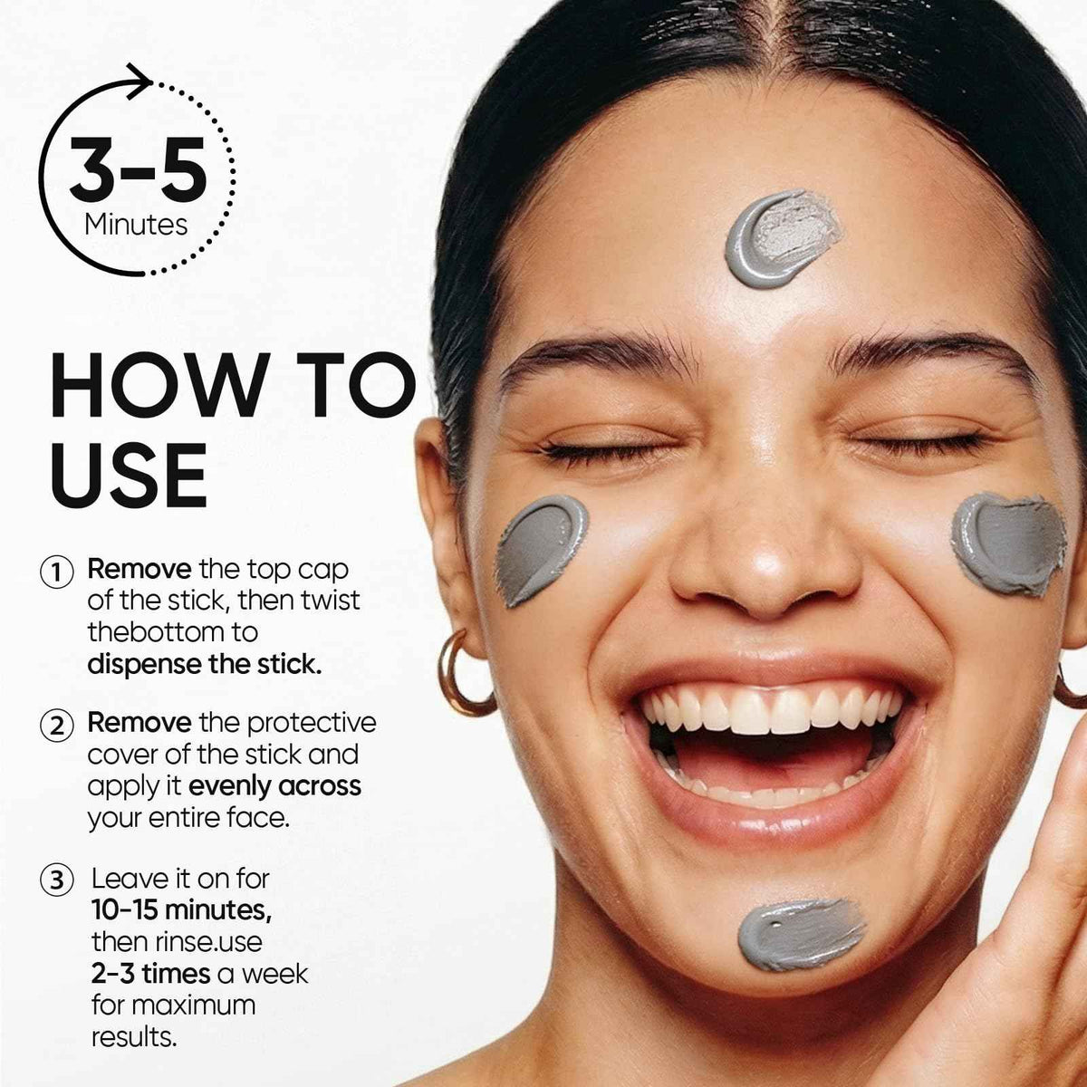 SKINTIFIC Deep Pore Cleansing Blackhead Remover Face Mask Stick, Mud Mask with Natural Alaska Volcano Clay, Gentle Exfoliating, Smoothing Skin