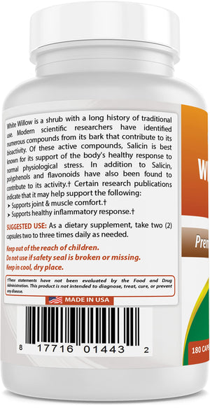 Best Naturals White Willow Bark 400 mg 180 Capsules (180 Count (Pack of 3)) Best NaturalsBuy Supplements Australia