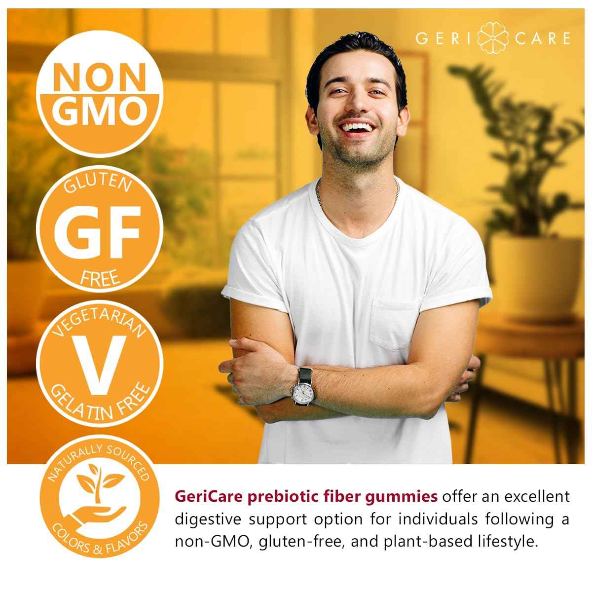 GeriCare Prebiotic Digestive Support, Gummies Compare to Metamucil Fiber Gummies, Berry Flavor, 72 Count, Plant-Based Fiber for Gut Health, Non-GMO