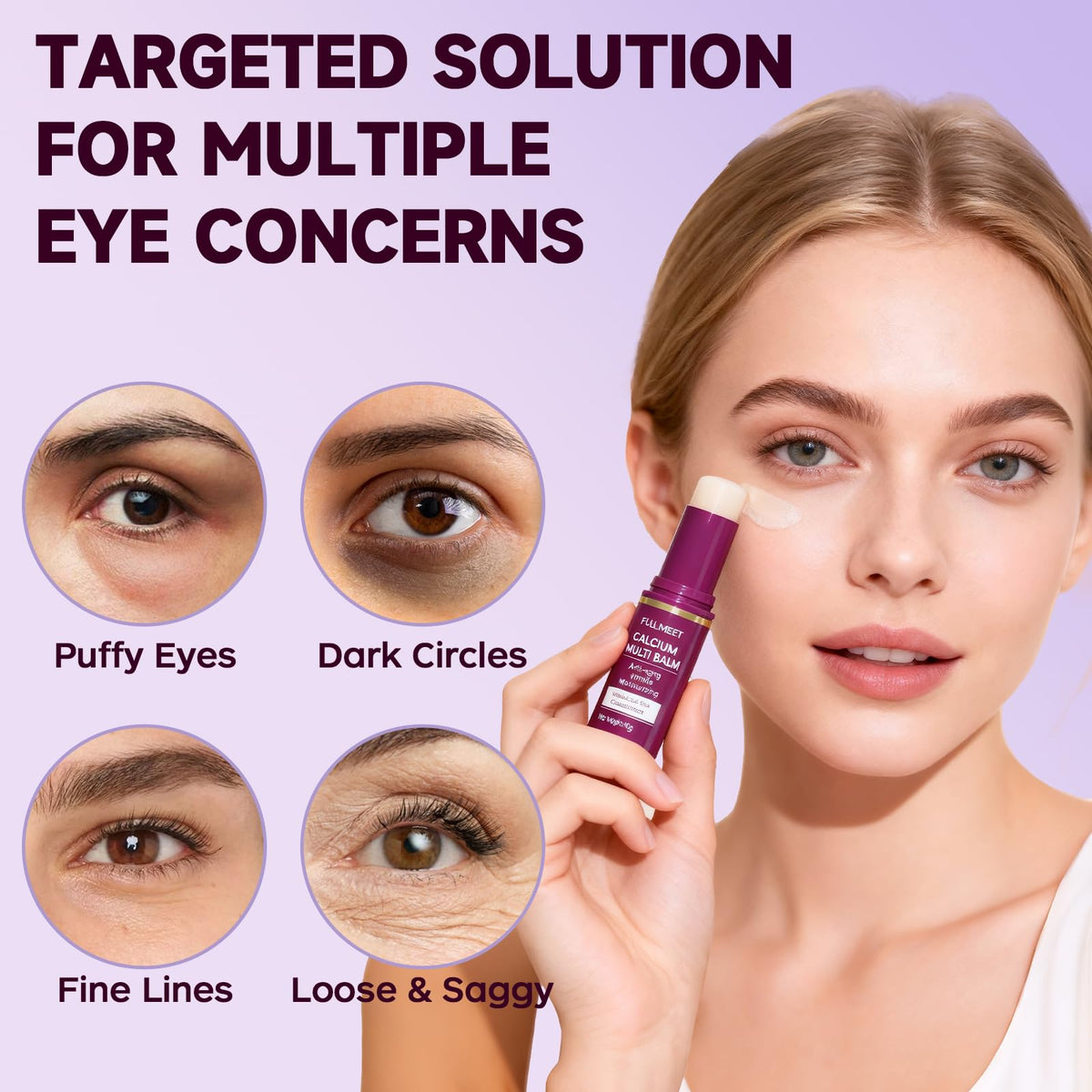 FullMeet Calcium Volume Multi Balm - Collagen All-in-One Moisturizing Stick for Face, Neck & Eyes - Anti-Aging Wrinkle Core Stick (10g)