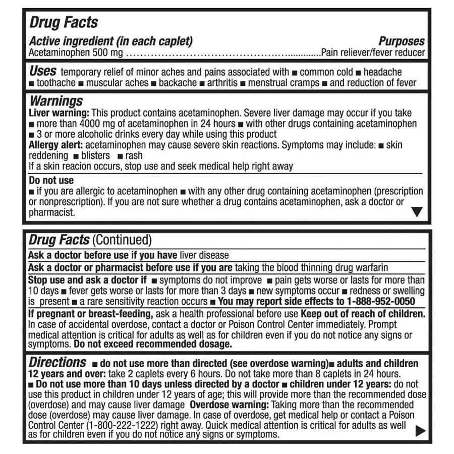 HealthA2Z Extra Strength Pain Relief - Acetaminophen 500mg - Contains No Aspirin - Fever Reducer - Pain Reliever (500 Count (Pack of 1))