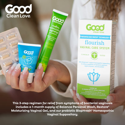 Good Clean Love Flourish Vaginal Care System, 30-Day Regimen, Relieves Itching & Irritation, Includes Personal