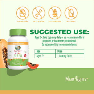MARYRUTH'S Fiber Gummies for Kids - 2 Month Supply - Sugar Free - Soluble Fiber Supplement - Gut Health & Digestion Support