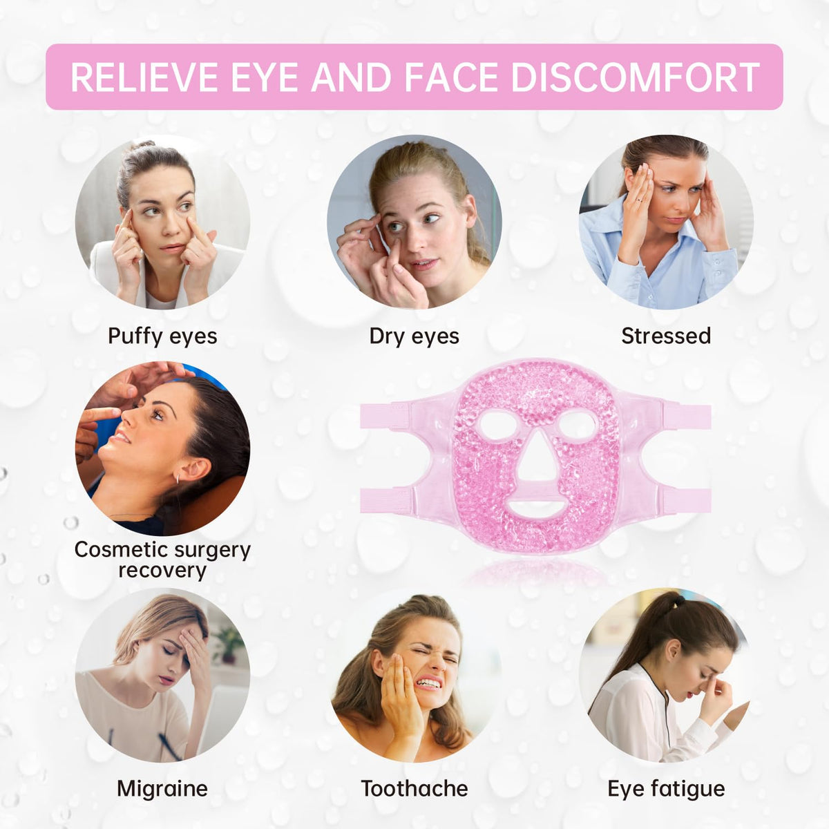 ZNÖCUETÖD Full Face Ice Mask – Gel Hot & Cold Compress for Post-Surgery Recovery, Dental Work, Swelling, Migraines & Dark Circles