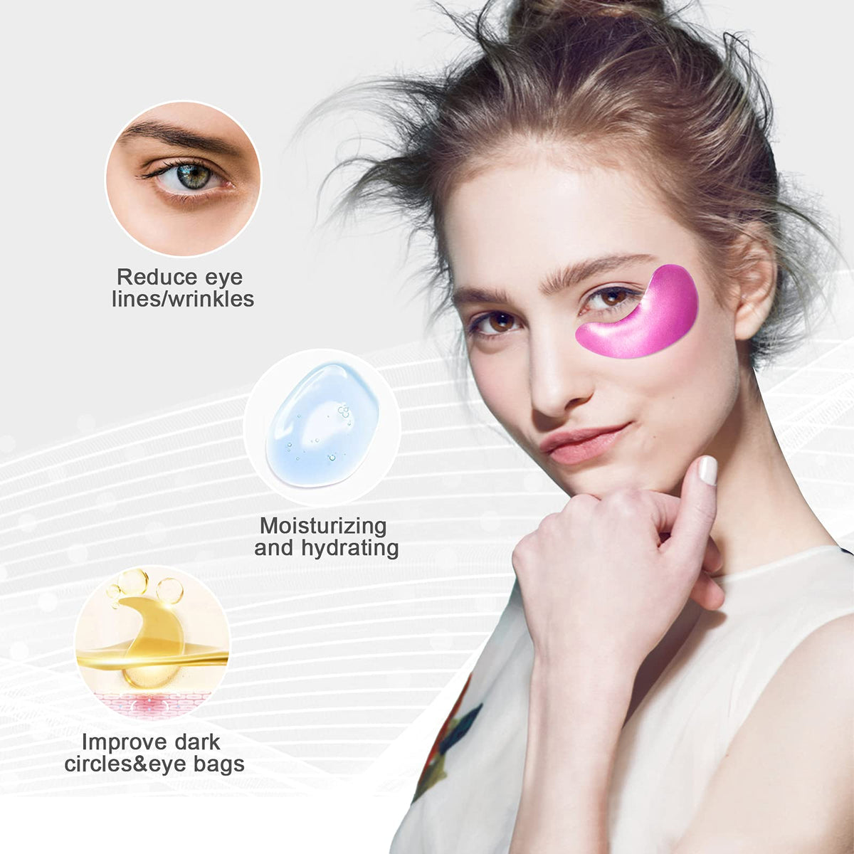 Permotary Crystal Collagen Eye Pads - Brightening Pink (30 Pairs)