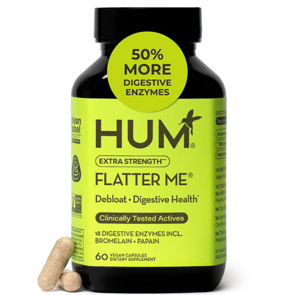 HUM Flatter Me Digestive Enzymes, Digestion & Bloating Support, 60 Count