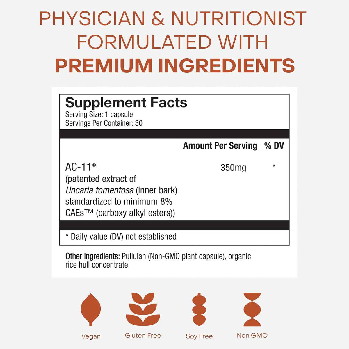 Healthycell AC-11 - Anti-Aging Supplement for DNA Repair & Stem Cell Health - Bioactive Extract of Uncaria Tomentosa (Cat’s Claw) Supports a Healthy Immune System - Vegan, Soy-Free & Gluten-Free