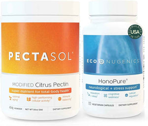 ecoNugenics Brain Health Supplement Bundle - PectaSol Modified Citrus Pectin Fiber + HonoPure Magnolia Bark Extract - Nootropic Pack for Sleep, Stress Relief, Cognitive Function, GABA Support